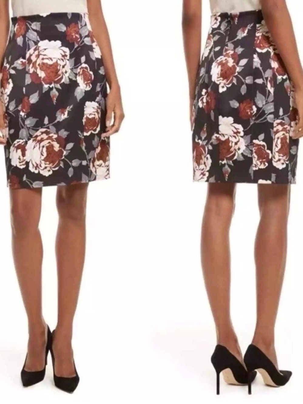 Theory Hourglass Tuscan Victoria Anthropologie Floral Satin Pencil Skirt Size 0